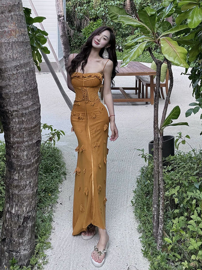 Yellow Tie-back Maxi Dress