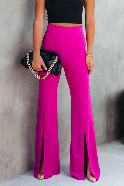 Hebe Split Hem High Rise Pants