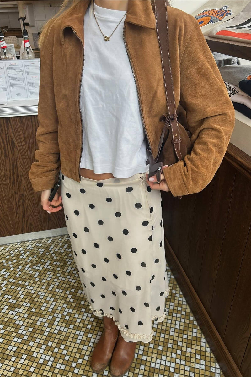 Polka Dot Satin High-waisted A-line Skirt
