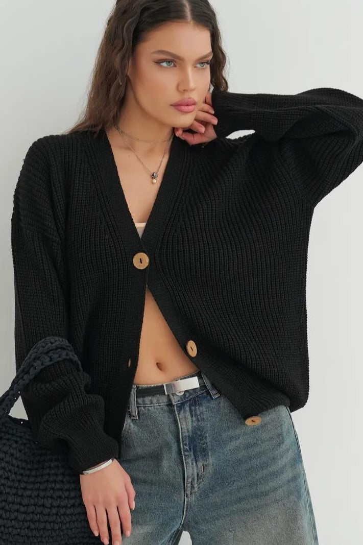 Relaxed Fit Color Cardigan
