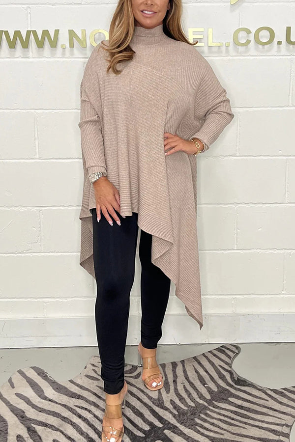 Color Turtleneck Long Sleeve Loose Knitted Sweater