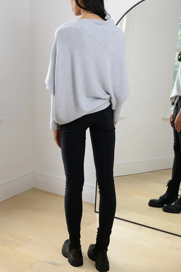 Color Round Neck Long Sleeve Loose Knitted Sweater