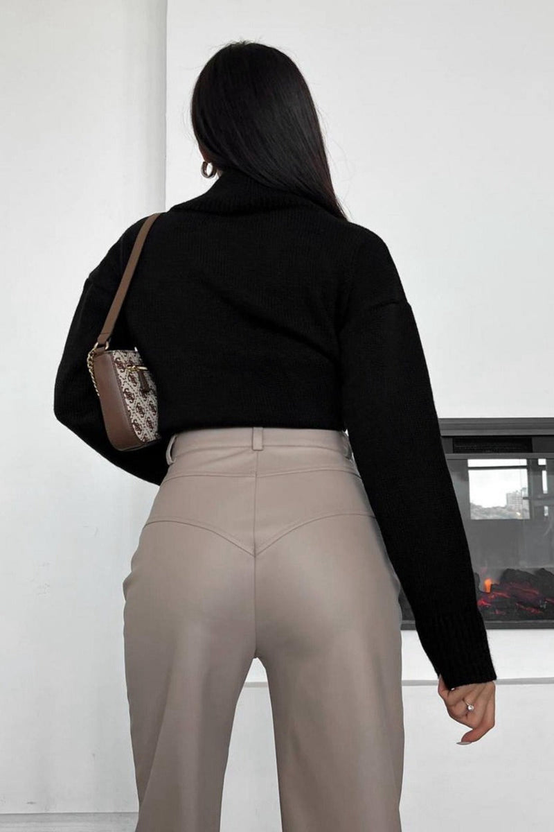 Leather Patchwork Pants