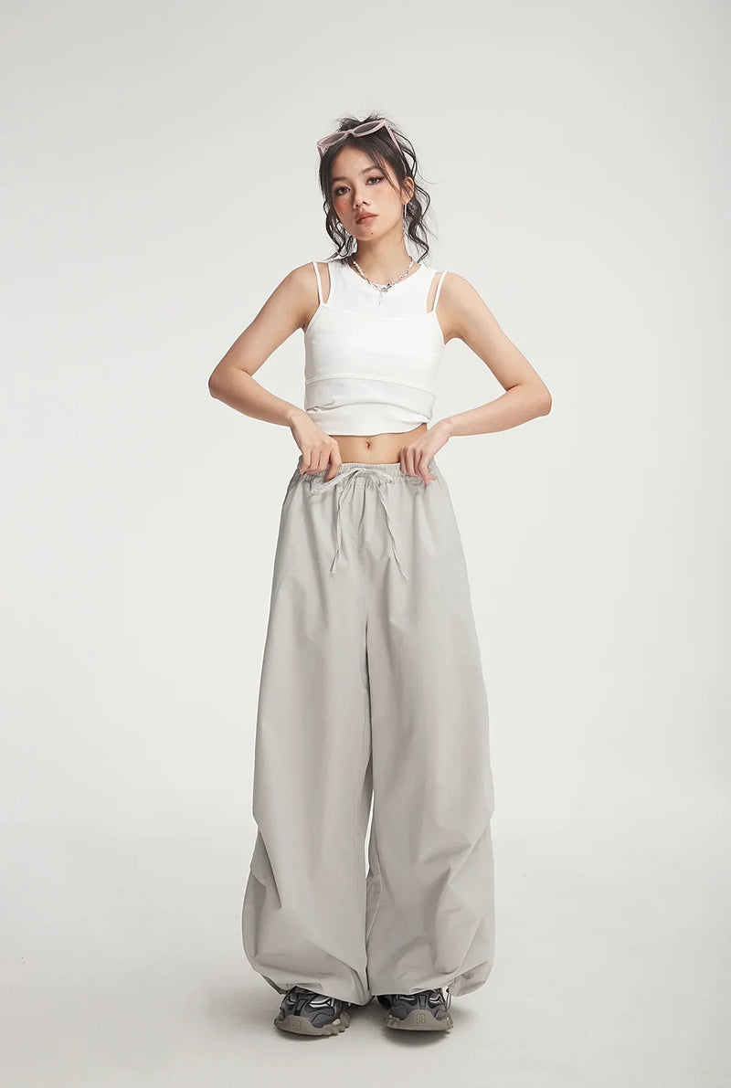 Balloon Drawstring Palazzo Pants