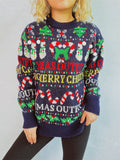 Catarina® | Christmas pattern crew neck long sleeve sweater