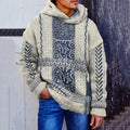 Men'S Tribal Knitted Jacquard Cozy Hoodie Sweater artswardrobe
