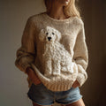 Vintage Fuzzy Dog Felt Cozy Knit Sweater artswardrobe