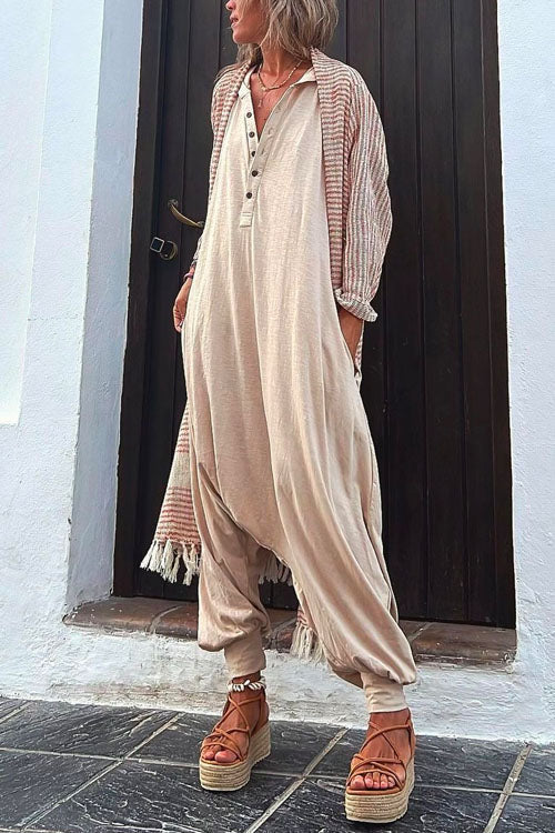 Moxidress La Vie Pocketed Half Button Hoodied Jumpsuit(5 Colors Available)