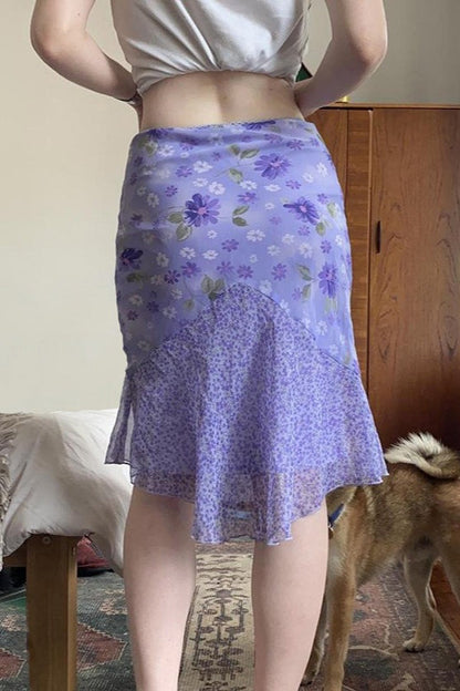 Purple High-waist Asymmetrical Skirt