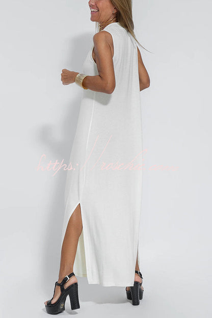Is Eternal Knit Color Sleeveless Slit Maxi Dress