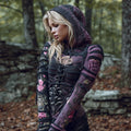 Halloween Floral Bandage Art Women's Hooded Knit Sweater artswardrobe