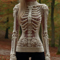 Comstylish Vintage Skull Art Knit Turtleneck Sweater