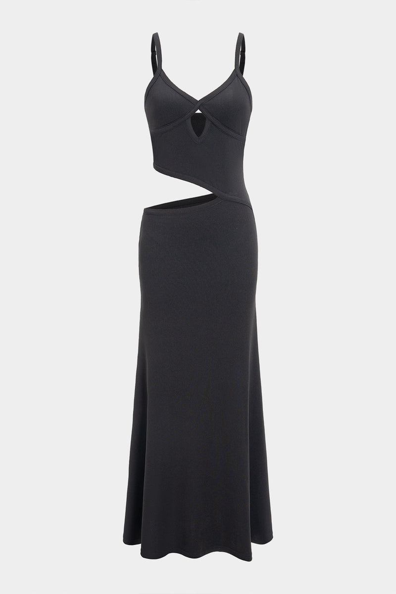 Cut Out V-neck Patchwork Sleeveless Slip Maxi Dress