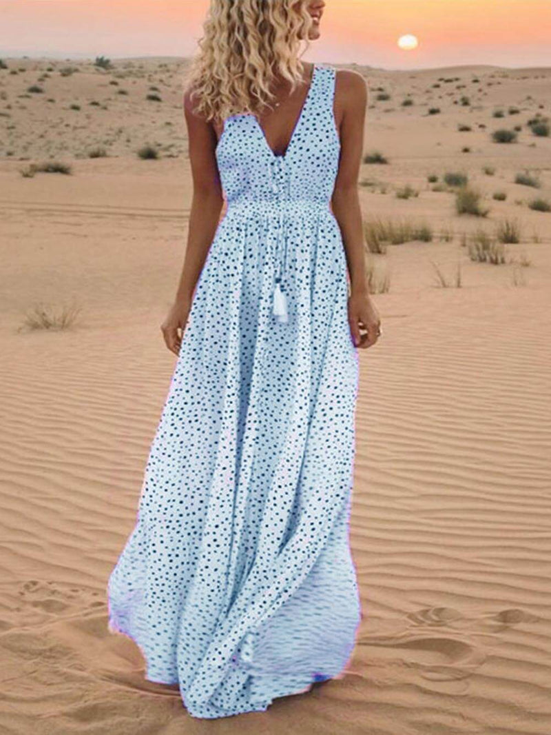 Desert Dream - V-neck Sleeveless Maxi Dress