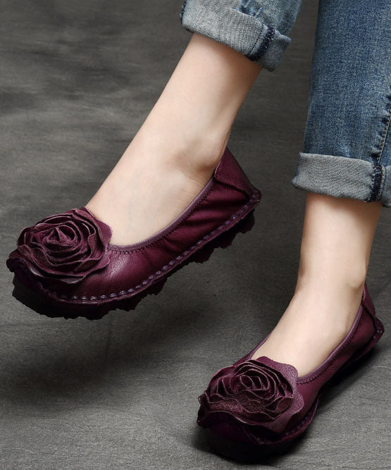 Handmade Splicing Flats Red Cowhide Leather Penny Loafers
