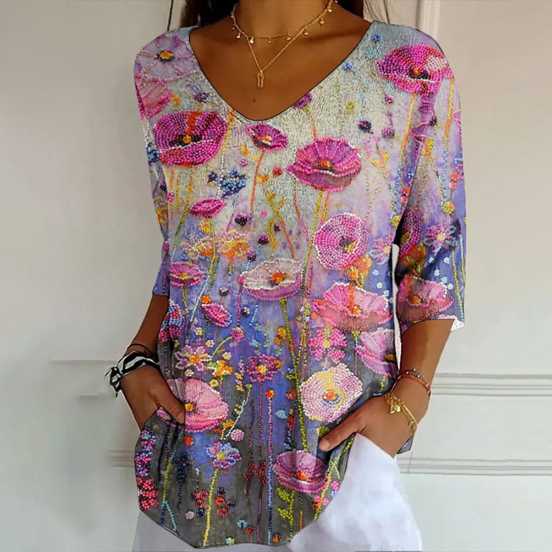 Vintage Bohemian Vintage Floral Art T-shirt elevenforest