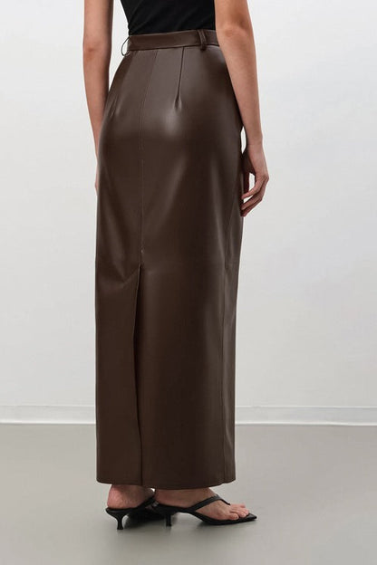 Faux Leather Pencil Maxi Skirt
