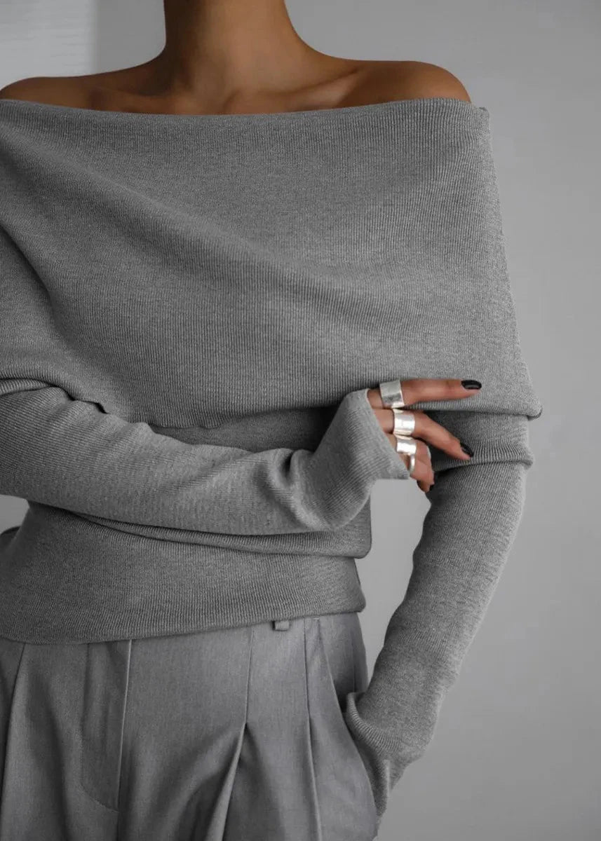 Off-shoulder Knit Sweater
