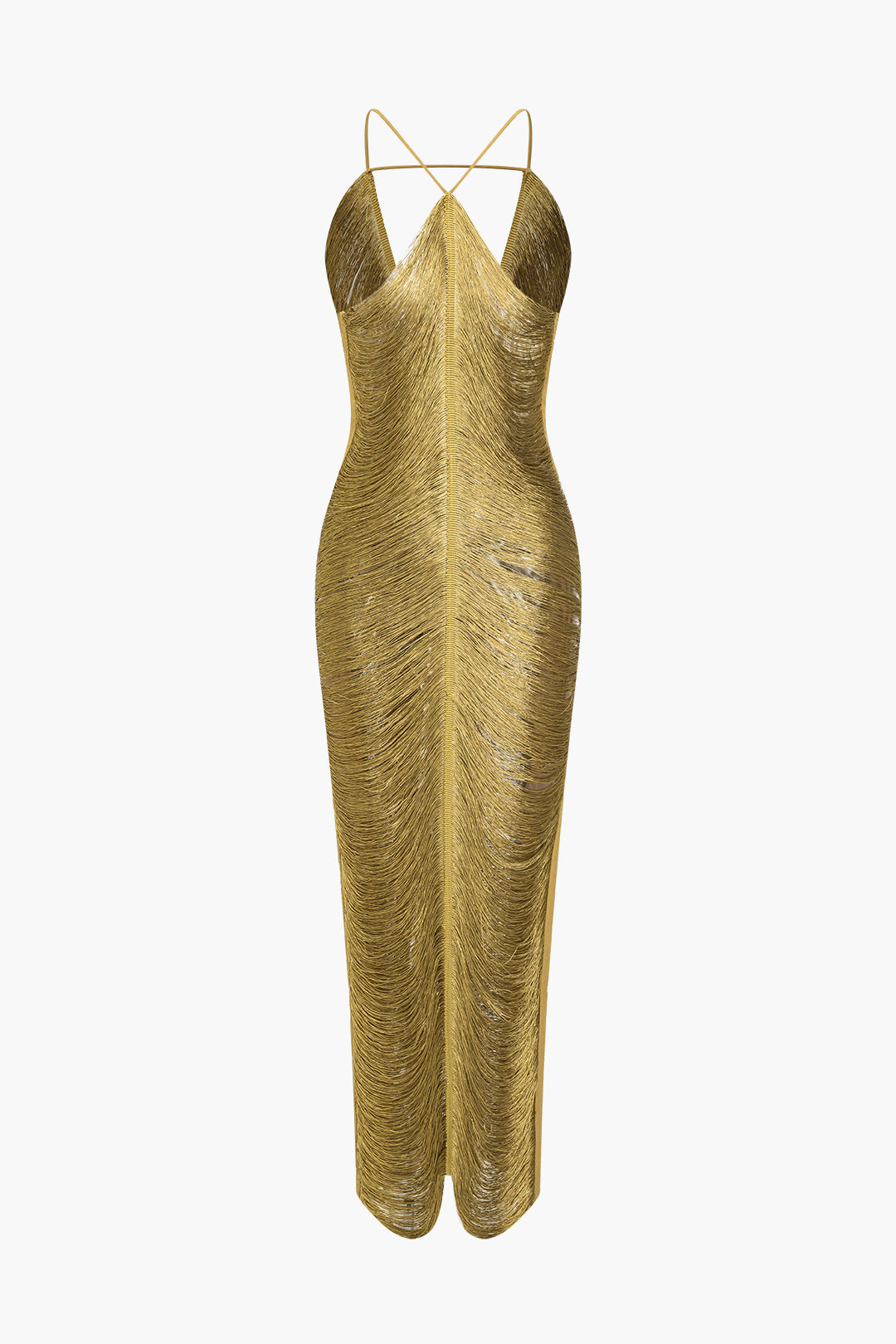 Classic Fringe Cut Out Slit Midi Dress