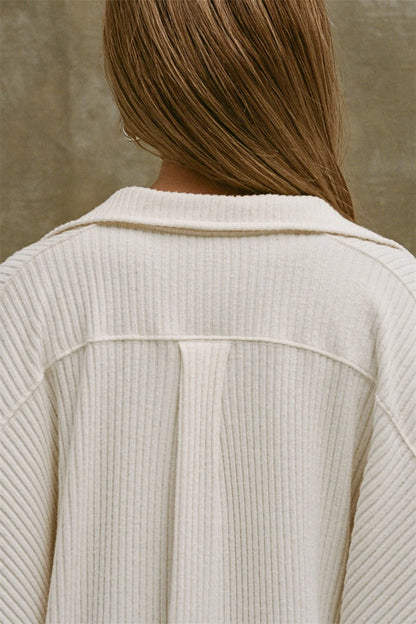 V Neck Knit Collar Blouse