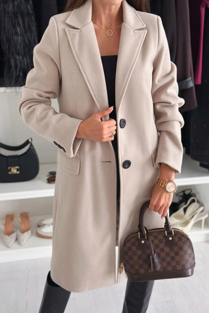Fashionable Lapel Long Sleeve Single Breasted Loose Coat
