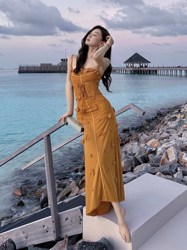 Yellow Tie-back Maxi Dress