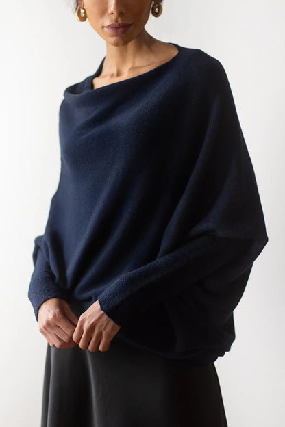 Color Round Neck Long Sleeve Loose Knitted Sweater