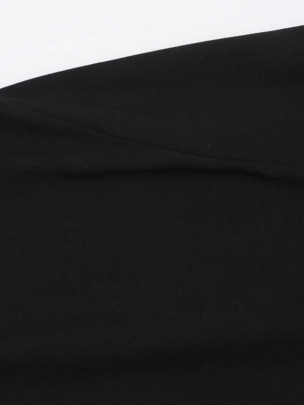 Long Sleeves Loose Asymmetric Color Split-joint Split-side Round-neck Maxi Dresses