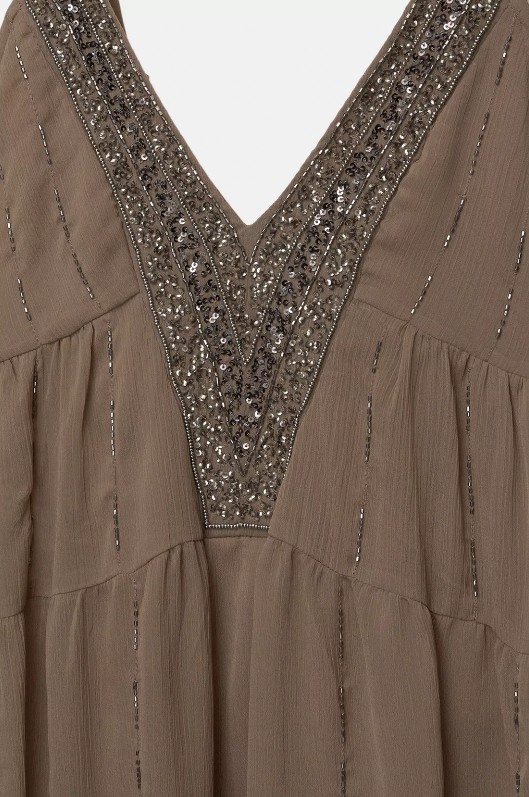 Liora — Lightweight Beaded Mini Dress With V-neck