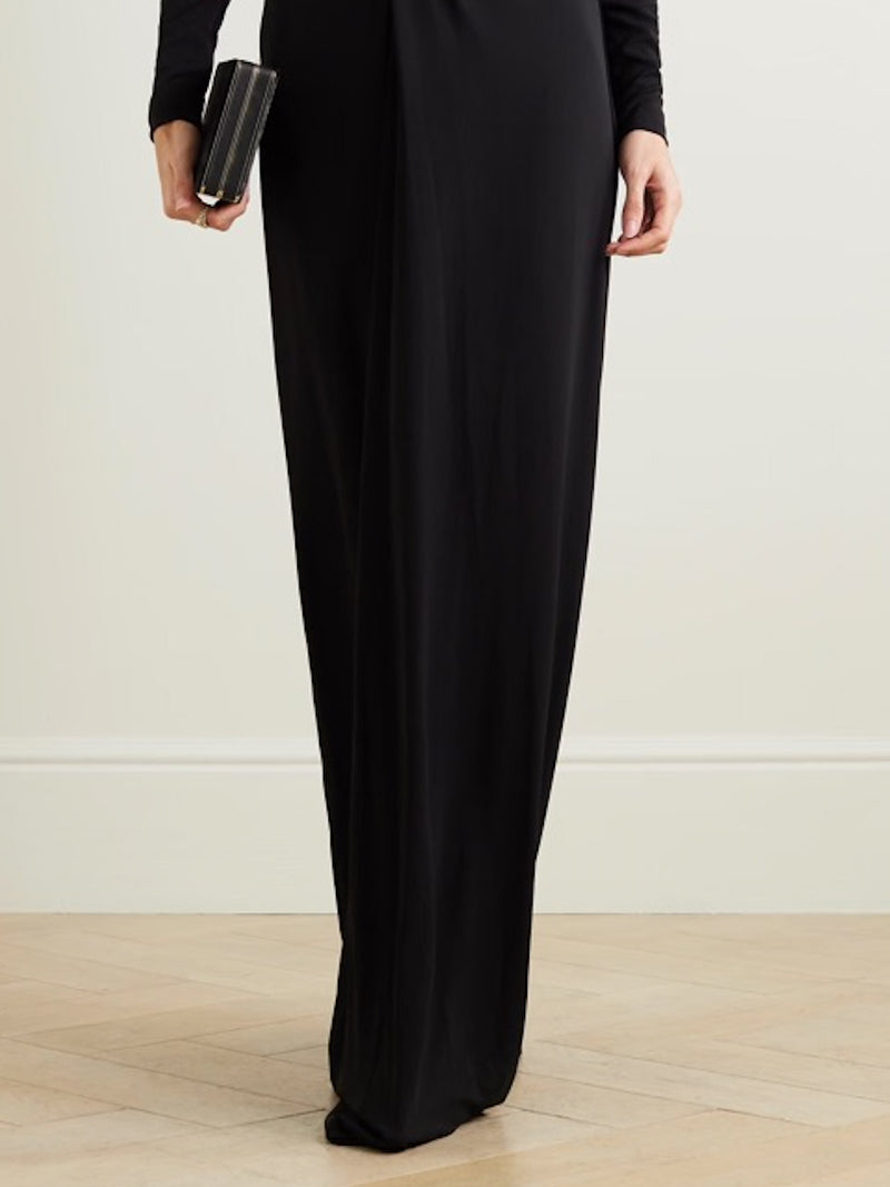 Long Sleeves Skinny Color Deep V-neck Maxi Dresses