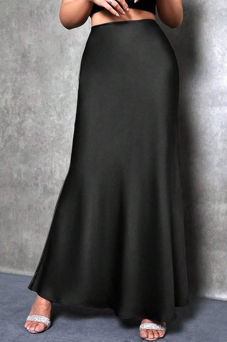 Silky High Waist Satin Maxi Skirt