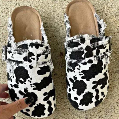 Fashionable Printed Raw Edge Flat Shoes