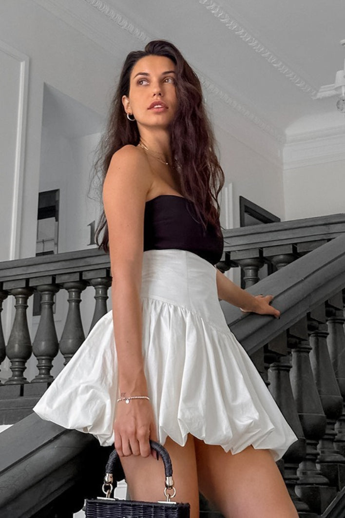 Cotton A-line High Waist Versatile Mini Skirt