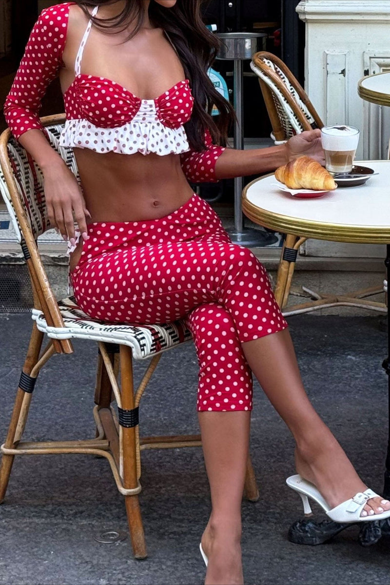 Polka Dot Halter Tube Two Piece Set