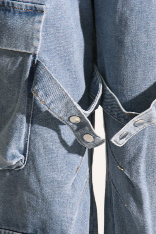 High Waist Pocket Detail Straight Leg Cargo Pant