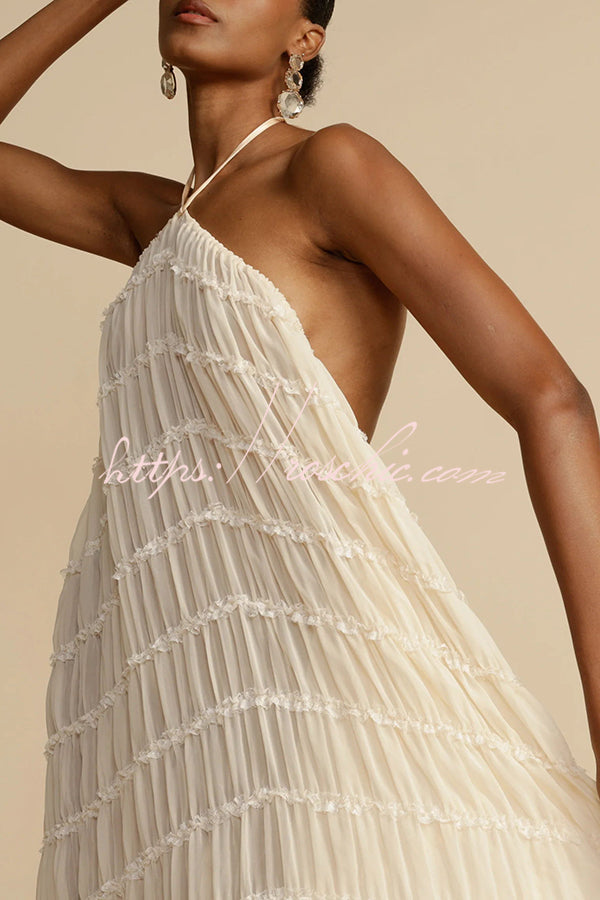 Versatility and Charm Pleated Drawstring Waist Tiered Maxi Skirt
