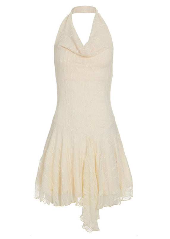 Marina - Textured Halter Drape Mini Dress