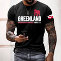 Men's Greenland Print Round Neck Short Sleeve Casual T-shirt elevenforest