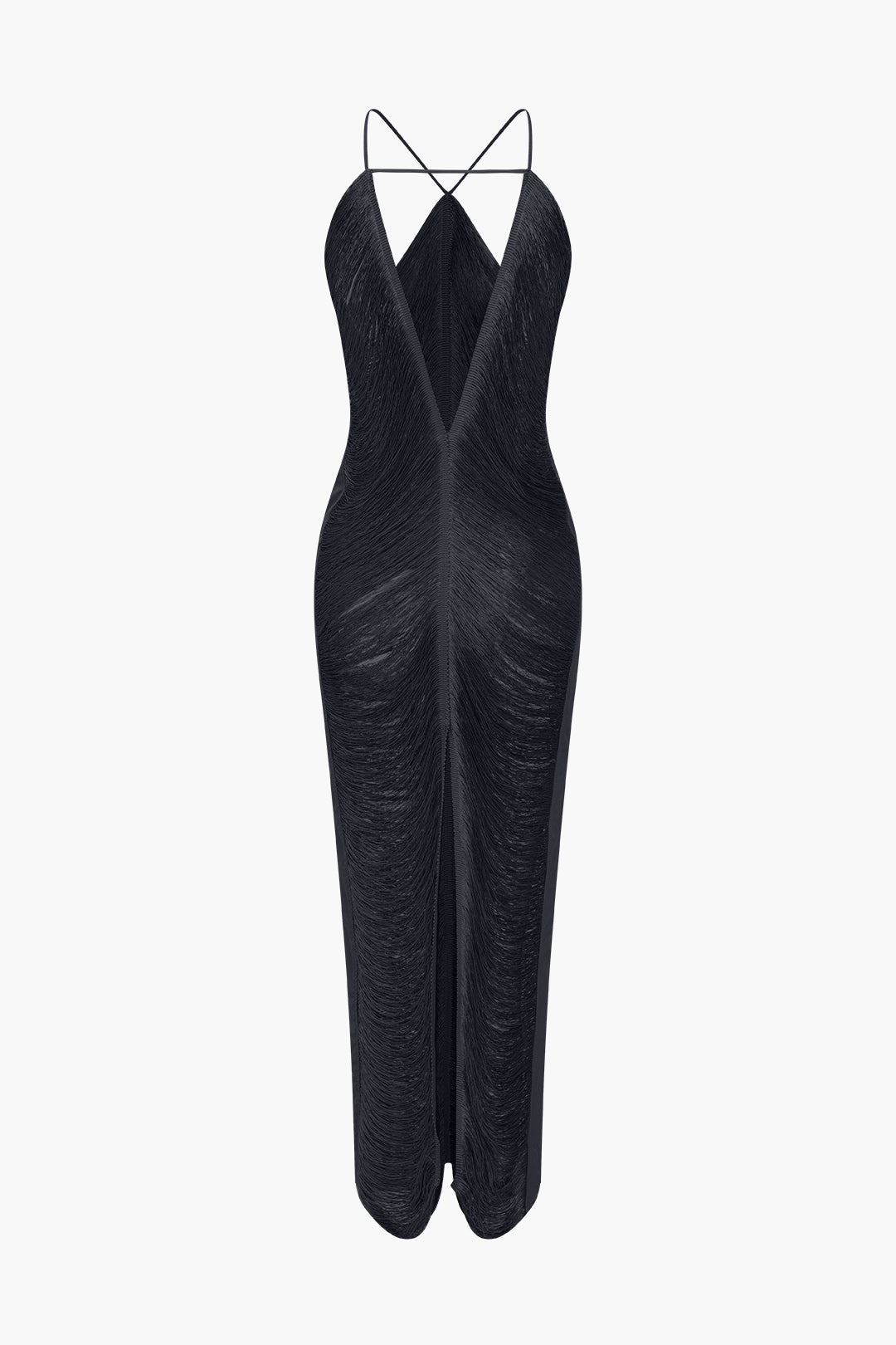 Classic Fringe Cut Out Slit Midi Dress
