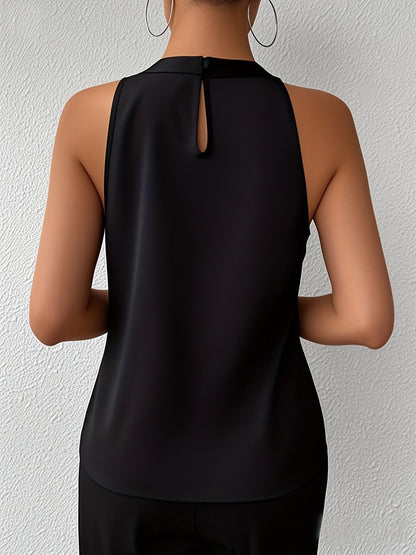 Avielle Halter Neck Blouse — Sleeveless Satin Finish Top for