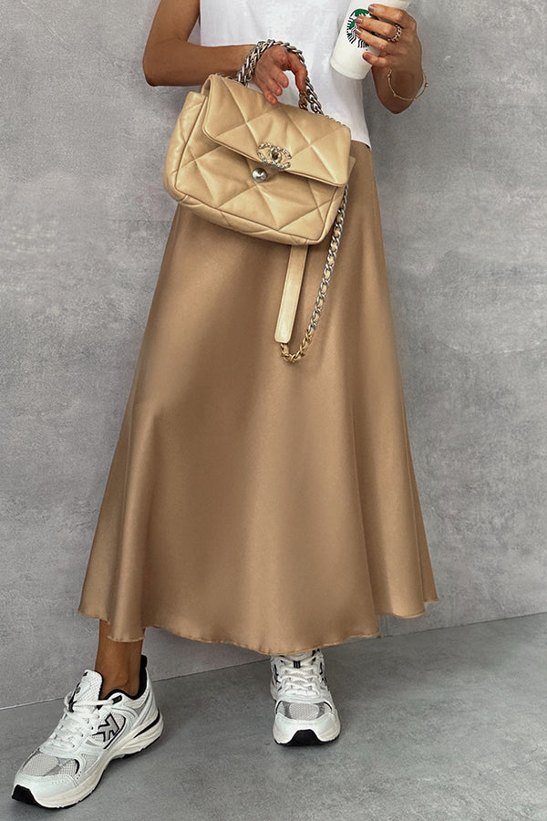 Tan Satin Skirt