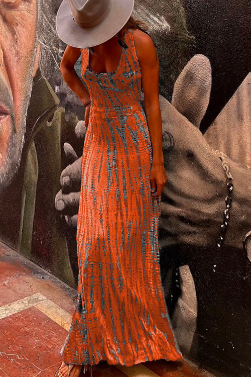 Criss Cross Open Back Tie Dye Maxi Dress(6 Colors Available)