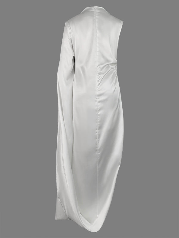 Color Split-side All-match Flying Sleeves Maxi Dresses