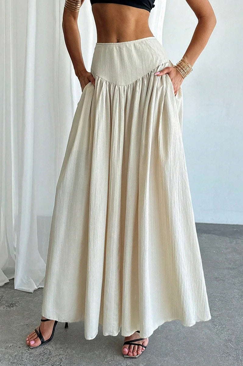 Ruffled High Waist a Line Belted Side Pocket Skirt