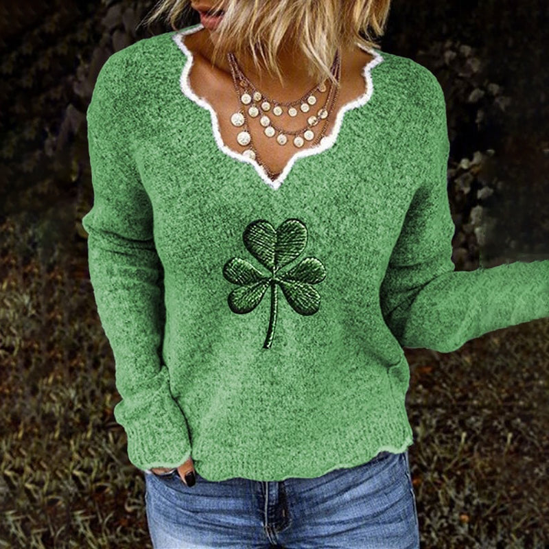 Women's St. Patrick's Day Shamrock Jacquard Sweater artswardrobe