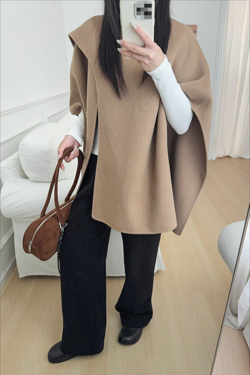 Wool Tencel Scarf Shawl Cape Irregular Coat