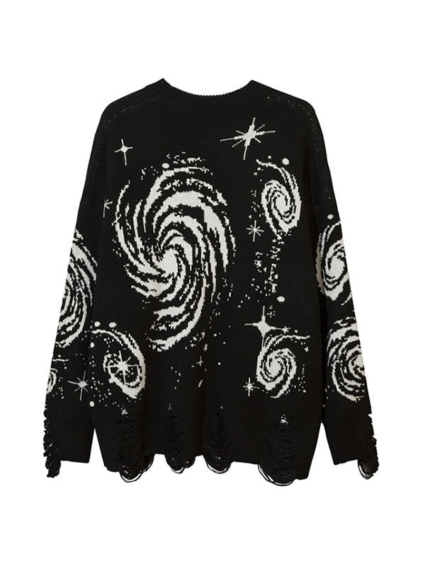 Multi Color Print Ripped Sweater