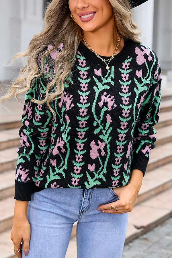 Fashionable Knitted Crew Neck Sweater