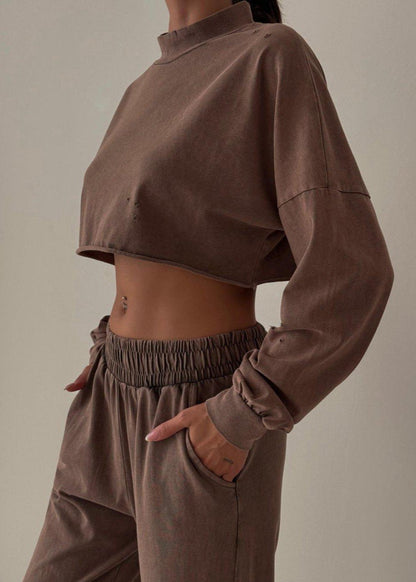 Urban Luxe - Cropped Turtleneck Two-piece Set