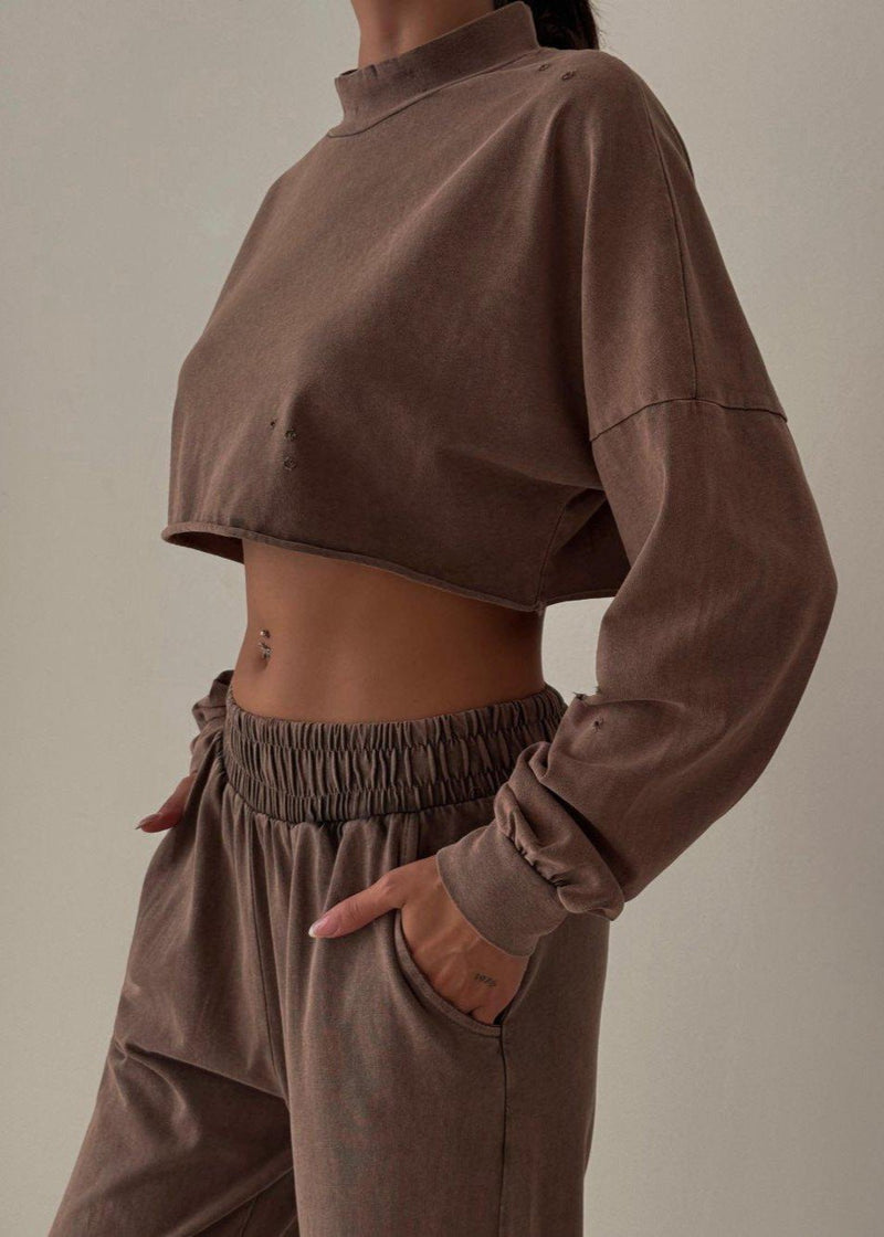 Urban Luxe - Cropped Turtleneck Two-piece Set